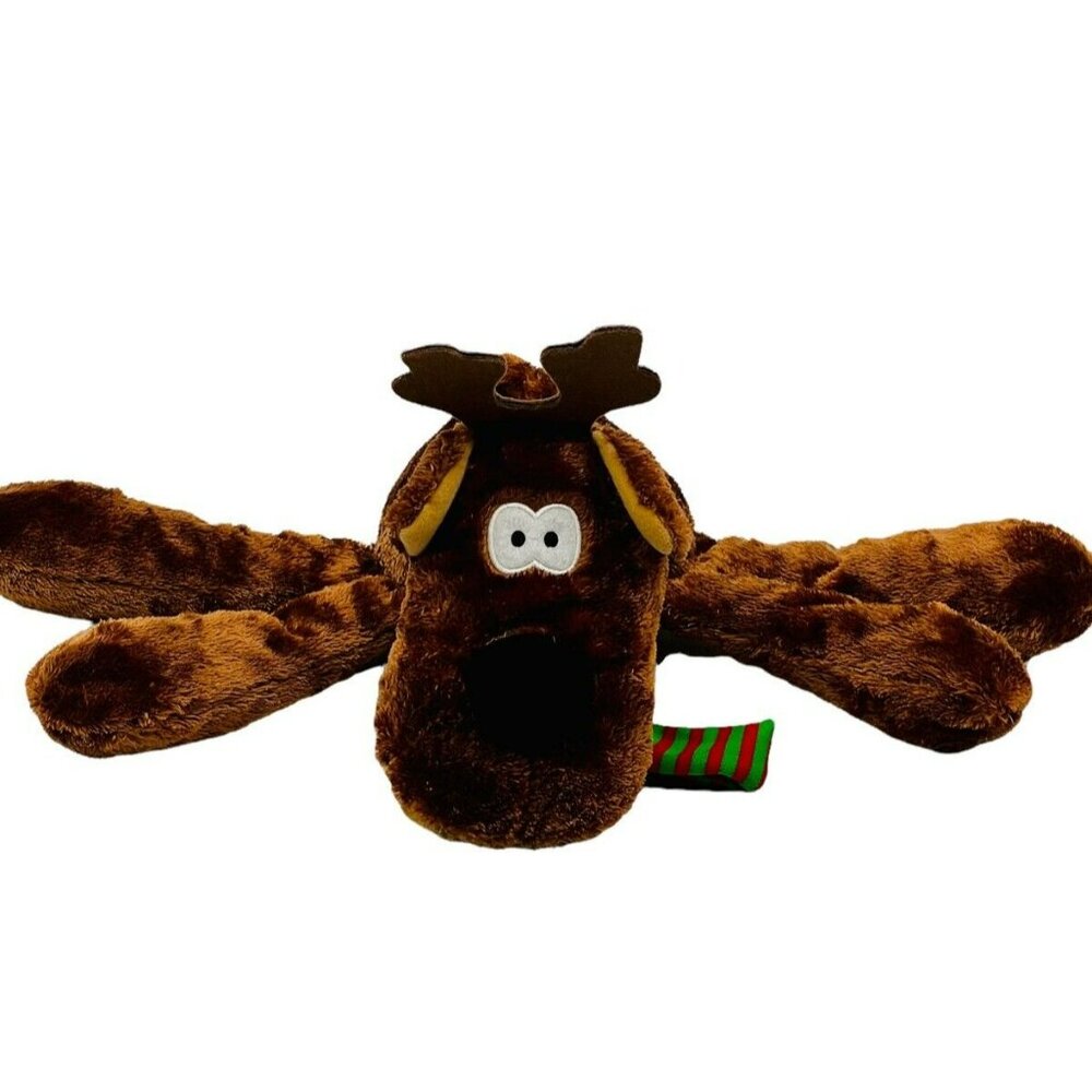 Hallmark Rodney Reindeer Plush Vintage Red Green‎ Stripe Scarf 12" - Picture 2 of 6